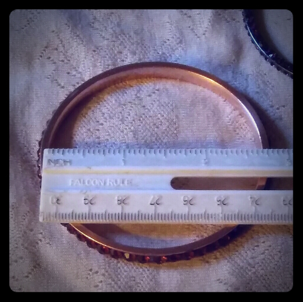 Vintage Deep "Ruby" Crystals Bangle Bracelets - image 8